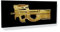 Sense Canvas FN P90 Gold Leinwandkunst – Militärgewehr Schusswaffe Armee Waffe Heimdekoration Druck Poster Gemälde klein 20 x 8 / 1,9 cm