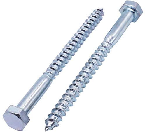 SKIR'CO Lot de 25 vis à bois à tête hexagonale DIN 571 en acier zingué M8 x 100 mm