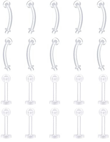 Funseedrr 1.2mm Edelstahl Lippenpiercing Labret Stecker Set 6mm 8mm Silber Tragus Helix Piercing Schmuck