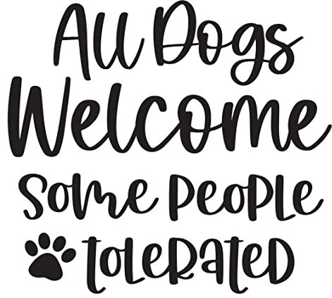 Sawfish® Warning Metal Tin Sign Notice Dogs Welcome People Tolerated Dog Sign Outdoor Security Farm Yard Warning Decoratives Metal Aluminum Sign