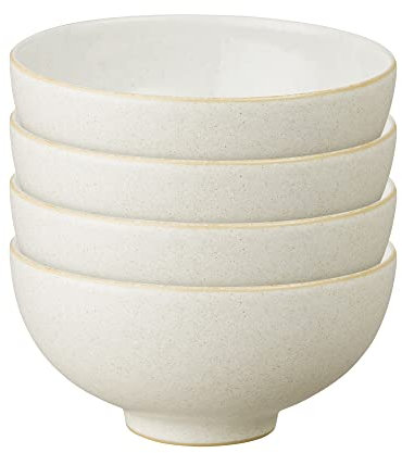 Denby - Impression Cream Rice Bowls Set of 4 - Dishwasher Microwave Safe Crockery - Ceramic Stoneware Tableware