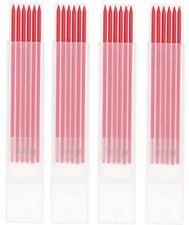 24 Stück Bleistiftminen für Zimmermannsbleistift Tieflochmarker Minen 2.8 mm Graphit Holzbearbeitungs Bleistift Ersatzminen Refill Carpenter Marker für Bauarbeiten Schreiben Malen (rot)