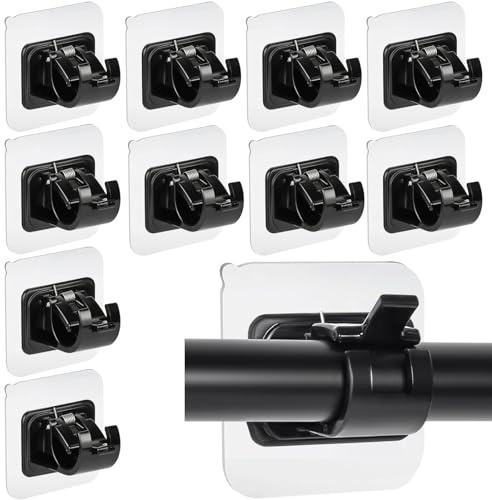 Ysimple 10Pc Self Adhesive Curtain Rod Brackets, No Drill Curtain Rod Holder