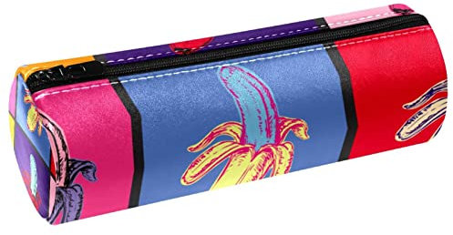 Pop Art Banana Leder Fass Stift Federmäppchen Münzbörse Kosmetik Make-up Tasche für Student Schreibwaren Schule Büro Aufbewahrung