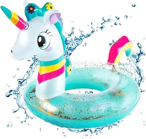 Galleggiante da Piscina Unicorno, Anello da Bagno Unicorno con Paillettes, Unicorno Float Salvagente Gonfiabile, zattera gonfiabile,galleggiante gigante per adulti e bambini
