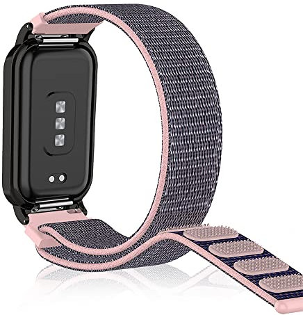 SeNool Cinturino per Xiaomi Smart Band 8 Active/Redmi Smart Band 2, Nylon Ricambio Bracciale, Leggero, Resistente, Rosa