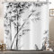 Hnmdmyi Rideau de Douche Bambou 180x200, Plantes Grises Rideau de Douche Blanc Moderne Minimalisme Art Esthétique Rideau de Baignoire Imperméable Tissu Polyester Lavable Rideau de Bain avec Crochets