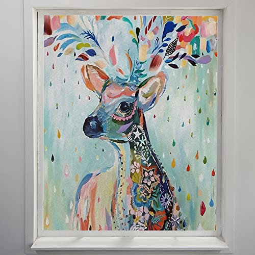 Fensterfolie Bunte Hirsche Sichtschutzfolie Fenster Klebstofffrei Fensterfolie Blickdicht Milchglasfolie Selbstklebend Fenster Fensterfolie Selbsthaftend Folie Fenster Sichtschutz 45x200cm