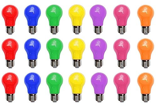 Aiwerttes Farbige LED Glühbirne E27 3W Birnenförmige Birne,gemischte Farben Glühbirnen für Feen Lichter Bunte Halloween Party Hochzeit Dekoration,21 stücks,7 Farben