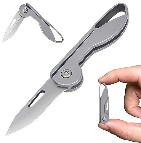 Mini Couteau Pliant,Couteau de Poche Pliant avec Poignée en Titane,Couteau de Chasse en Plein, Couteau de Survie de Plein Air pour la Chasse ou le Camping
