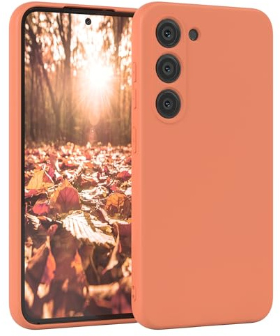 EAZY CASE - Silikonhülle für Galaxy S23 Hülle Silikon Case Orange weich stoßfeste Handyhülle Schutzhülle mit Kameraschutz Dünn Premium Schutz Cover TPU Phone Bumper in Pastell Hellorange Matt