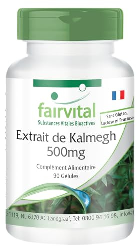 fairvital Kalmegh Extrakt 500 mg, 90 Kapseln 5-fach konzentrierter Extrakt aus dem Kalmegh-Blatt, für 3 Monate, qualitätsgeprüft und hoch dosiert, 100% vegan, Made in Germany