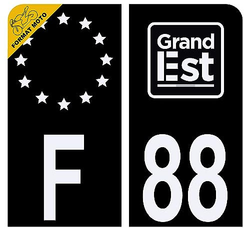 HADEXIA Aufkleber für Nummernschild, Motorrad, Département 88 Vogesen, Schwarz