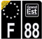 HADEXIA Aufkleber für Nummernschild, Motorrad, Département 88 Vogesen, Schwarz