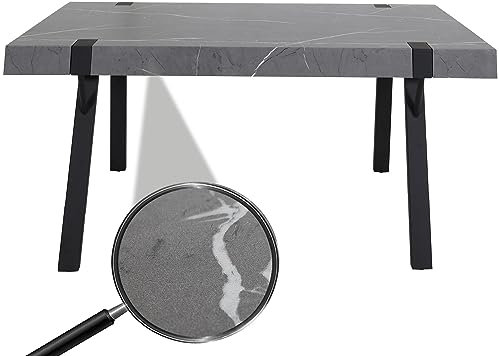 Mendler Esstisch HWC-L54, Tisch Küchentisch Esszimmertisch, Industrial Metall 150x90cm - Marmor-Optik grau