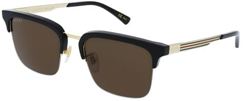 Gucci Herren GG1226S-001 53 Sunglass Man Acetate Sonnenbrille, Schwarz, Gold, Braun