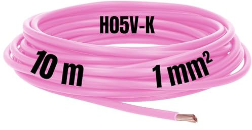 Kalitec 10 Meter H05V-K 1 mm² rosa Verdrahtungsleitung I Aderleitung flexibel I PVC Einzelader I Litze 1mm2 I Verdrahtung feindrätig I Einzelleitung I Kabel eindrähtig I Schaltdraht