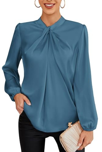 GRACE KARIN Knotted Neck Long Sleeve Blouse for Women UK Elegant Work Tops
