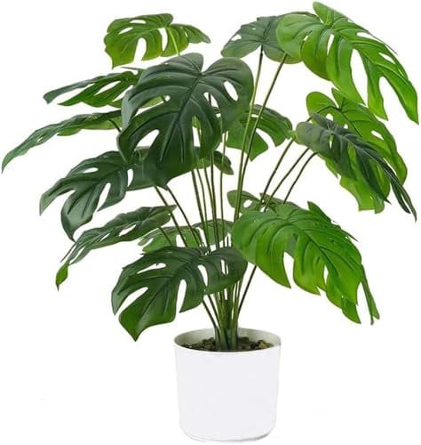 Laelfe Plantes Artificielles Monstera en Pot, Grande Faux Plantes Tropicales Artificielles Monstera pour Intérieure Extérieure Maison Bureau Jardin Salon Table Bureau Décoration (23,6in)