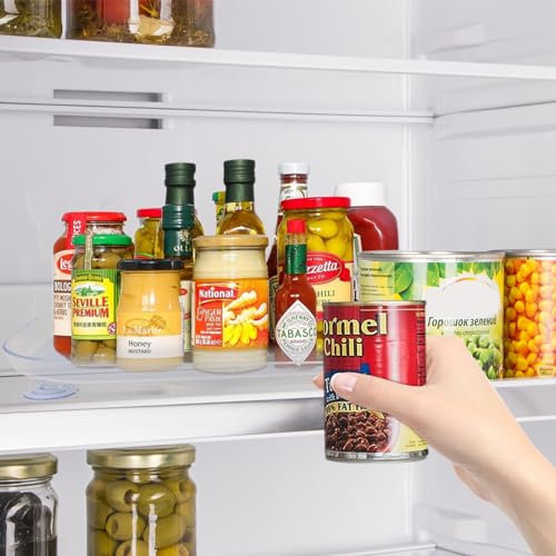 Organizador de Platos Giratorios para Frigorífico, Lazy Susan Kitchen Organizer Giratoria Nevera, Rectángulo Bandeja Giratoria 360° Transparente para Especias/Fruta/Alimentos Enlatados, L39,8cm