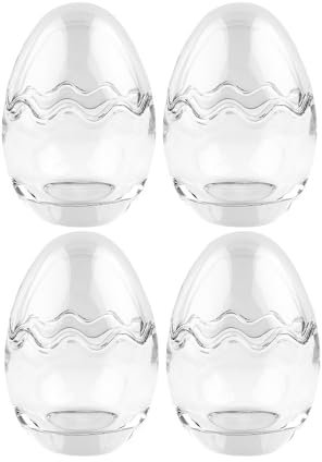 Ideen mit Herz Glas-Ei | 2-teilig | Abnehmbarer Deckel | befüllbar | klar | transparent (7,6 cm hoch | Ø 5,5 cm | 4 Eier)