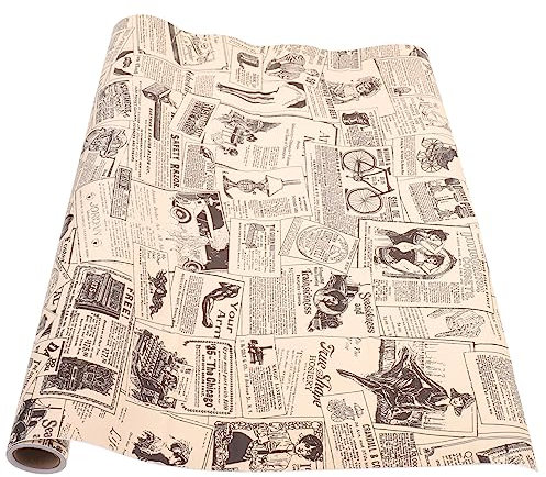 HEMOTON Wallpaper Stickers Household Wall Paper 1 Roll Vintage Newspaper Wallpaper British Style Student Applique Vintage Contact Paper Adhesive Wallpaper Sticker