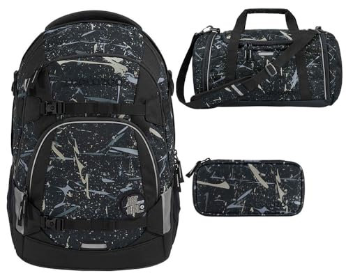 coocazoo MATE Schulrucksack-Set 3tlg inkl. Sporttasche und Schlamperbox (Reflective Splash)