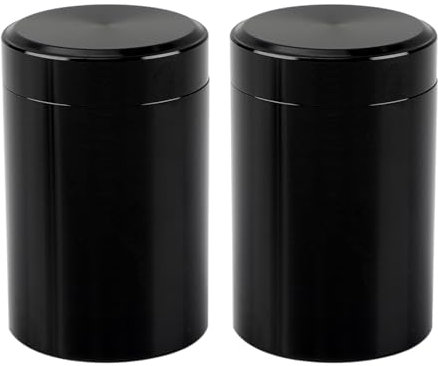 Wisesurf 2 Pcs Aluminum Storage Jar, Portable Small Airtight Container Bottle, Vacuum Container Mini Metal Sealed Can for Tea, Coffee, Sugar, Biscuits, Spices, 70 ml*2 Black