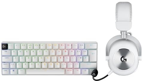 Logitech G PRO X 60 LIGHTSPEED Wireless Gaming Keyboard, Ultra Compact TKL 60% Mechanical Keyboard for PC (QWERTY UK) + PRO X 2 LIGHTSPEED Wireless Gaming Headset - White