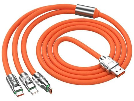 Pxiryanlow Câble USB 3 en 1 Orange 100 W pour divers téléphones portables avec ports de charge Type-C/Android/2 m