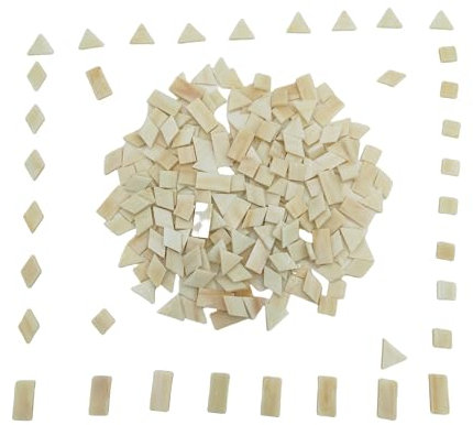 Glasmosaikfliesen, 4 Formen, quadratisch, Diamant, Dreieck, Rechteck, 220 Stück, Buntglas-Mosaikstücke für handgefertigte Kunst, Handwerk und Heimdekoration (cremefarben)
