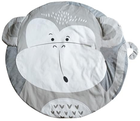 tuwiwol Krabbeldecke mit Cartoon Muster, aus Polyester, einfach zu handhaben und waschbar, Bodenmatte für Spielmatte, AFFE