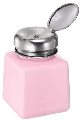 sourcing map Solvent Alcohol Dispensers 100ml(3.4oz) Push Down Liquid Dispenser Pump Bottle with Sealing Stainless Steel Lid for Acetone Solution, Pink