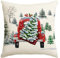 Artoid Mode Aquarell Schnee Lastkraftwagen Bäume Weihnachten Kissenbezug, 45x45 cm LKW Winter Zierkissenbezug Cushion Cover Couch Wohnzimmer Deko