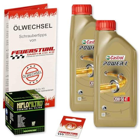 Öl & Ölfilter für Honda XBR 500 /S, 1985-1990 (PC15), Ölwechsel Set, Castrol 20W-50 Motoröl + HiFlo Filter + Dichtring(e)