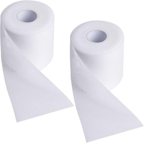 2 Rolle Schaum Tape 7cmx27m, Schaumverband Selbstklebend, Underwrap Sportsband Atmungsaktive, Vorverpackung Schaum Band, Elastische Binde Schwarz Weiß Beige für Handgelenk Knöchel Knie Bein (Weiß)