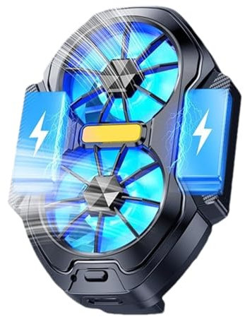 Ventilateur pour smartphone, refroidisseur de téléphone portable, refroidisseur de smartphone, refroidissement puissant avec deux ventilateurs, Plug and Play, super longue durée de vie de la batterie