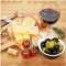 Wallario Glasbild Genuss am Abend - Rotwein, Käseplatte, Oliven und Tomaten - 55 x 55 cm Wandbilder Glas in Premium-Qualität: Brillante Farben, freischwebende Optik