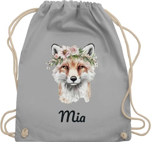Turnbeutel Rucksack - Fuchs - Fuchsmotiv | Geschenk für Fuchsliebhaber | Tierfreunde | Clever Fox - Unisize - Hellgrau - schul sporttasche +mit+fuchs beutel kindergartenwechselkleidung tasche