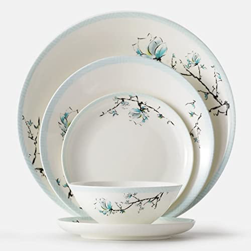 DDNGEJ Elegantes Tafelservice aus Bone China für 4/6/8 Personen, Tafelservice aus Porzellan, Tafelservice aus Keramik mit Teller/Teller/Schüssel, bleifreies Geschirr,