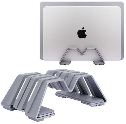 Psitek Adjustable Dual Vertical Laptop Stand Holder - Supports 2 Devices 6061 Aluminum, Universal Fit for All Laptops - Fashion Design, Adjustable Width, Anti-Slip & Scratch-Resistant, Patented Design