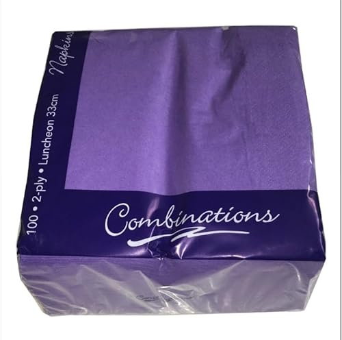 Tezraftaar® 100 x Paper Napkins Disposable 33cm x 33cm 2Ply Lavender Serviettes Tissue Paper for Catering Supply Tableware Weddings Christmas Birthday Parties