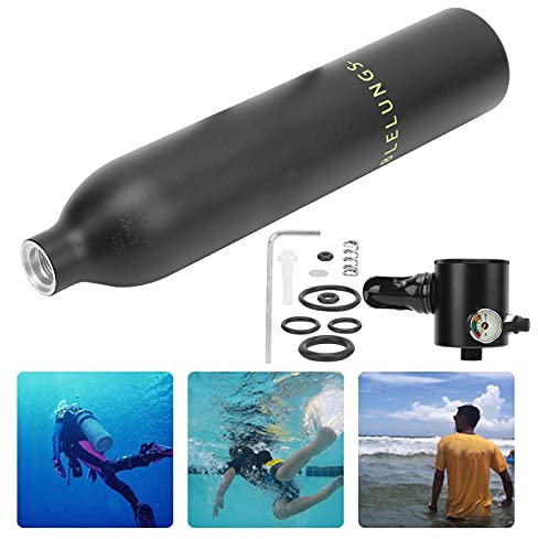 CFTGIW Cilindro de Oxígeno Dideep de 0,5 L con Respiradero Inferior para Buceo con Regulador de Buceo Dideep Negro. Cilindro de Oxigeno de 5l Bucear No Es Más Fácil TanqueCilindro de