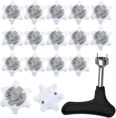 Bootoow Tacos para Zapatos de Golf, 16 Pinchos Antideslizantes, 1 Llave de Tacos, Blanco