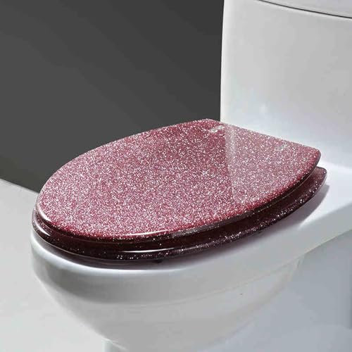 Eleeonora Resin Toilet Seat, Glitters, Thickened, Funny, Hinged Connection, Comfortable, Easy To Clean, Bright Colors, Suitable For Hotel Toilet Decoration