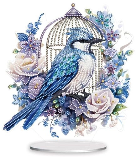 CAYUDEN Diamond Painting Tischdeko, DIY Diamond Painting Erwachsene 5D Elster Diamant Malerei Stehend Kunst Set Diamant Painting Tisch Deko Diamant Malerei Ornamente für Dekoration, Geschenk