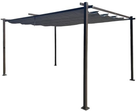 Jet-line | Alu Pavillon 3x4 Luxor Light | Pergola Überdachung | Sonnenschutz | Terrassenüberdachung | Garten | anthrazit | Sonnenschutz | Sonnendach | UV Schutz | 4 x 3 m | Pergola mit Notüberlauf