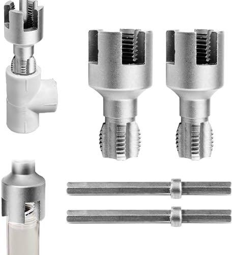 Integriertes Rohrgewindeschneidwerkzeug für innen und außen, 2025 Neuheit 1/2 und 3/4 Rohrgewindeschneider, duale Funktion, PVC-Schneideisen für Kunststoffrohre PPR (1/2+3/4)