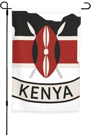 Bandera de jardín floral con estampado nacional de Kenia de 12 x 18 pulgadas, para todas las estaciones, decoración de patio al aire libre, gruesa para césped