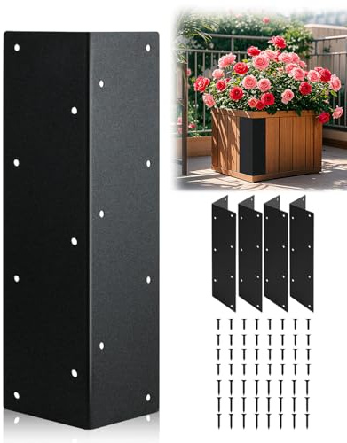 Stainless Steel Raised Garden Bed Corner Brackets 4 Packs- Heavy-Duty Rustproof Wooden Garden Bed Supports, Raised Bed Corners Metal Connectors with Screws for 20-24 Beds 11 x 3 x 3